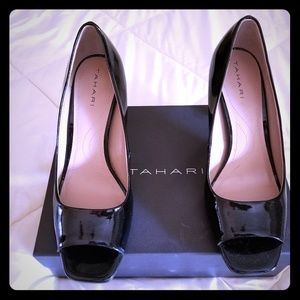 Tahari Black patent Open Toe shoe
